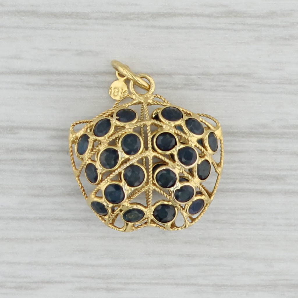 Gray 2ctw Blue Sapphire Cluster Charm 18k Yellow Gold Pendant September Birthstone