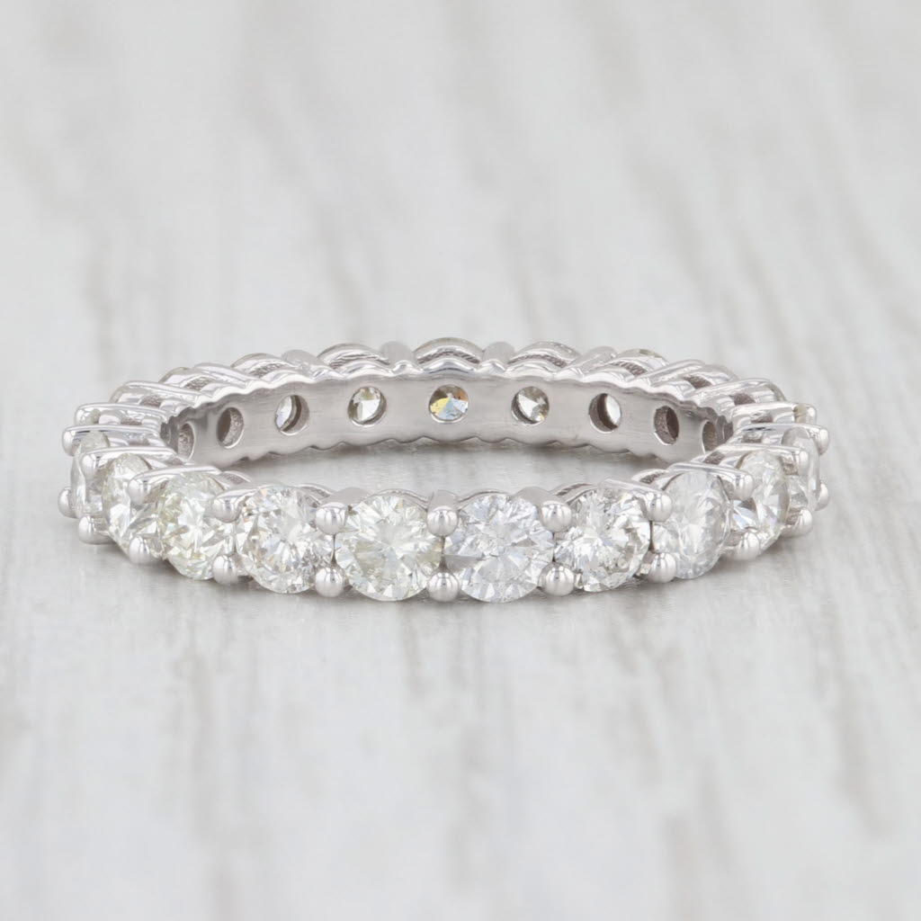 Light Gray New 2.25ctw Diamond Eternity Band 14k White Gold Size 6 Stackable Wedding Ring