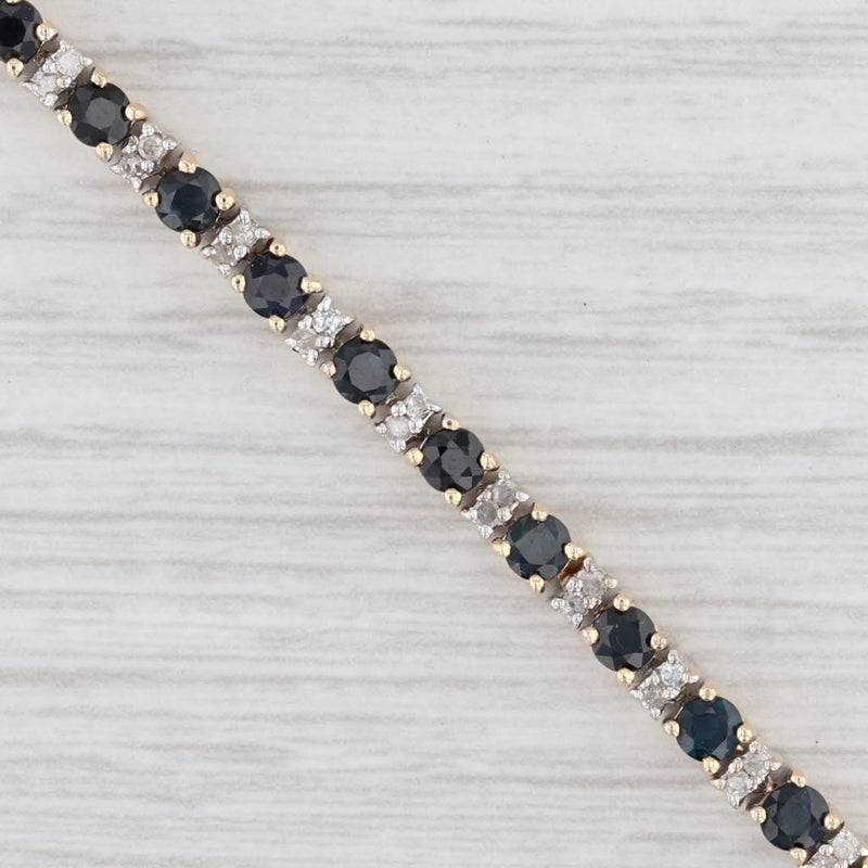 Light Gray 5.12ctw Blue Sapphire Diamond Tennis Bracelet 14k Yellow Gold 7.25" 3.2mm