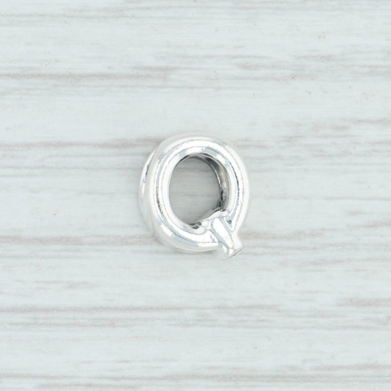 Light Gray New Authentic Pandora Letter Q Charm 797471 Sterling Silver Pave "Q" Bead