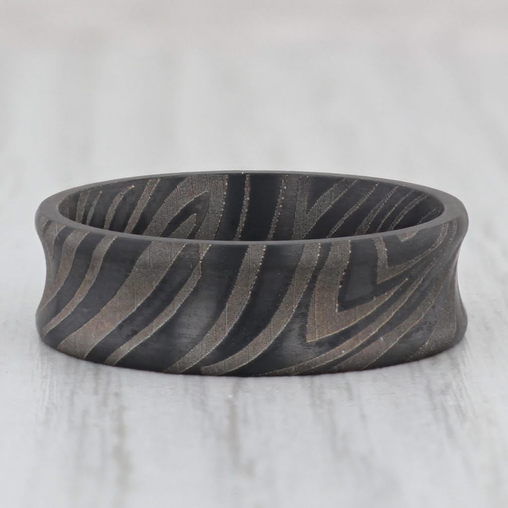 Dark Slate Gray New 2-Toned Patterned Black Titanium Ring Size 10 Men's Wedding Band