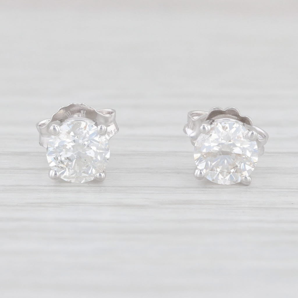 Light Gray 0.84ctw Round Diamond Stud Earrings 14k Gold Solitaire Studs