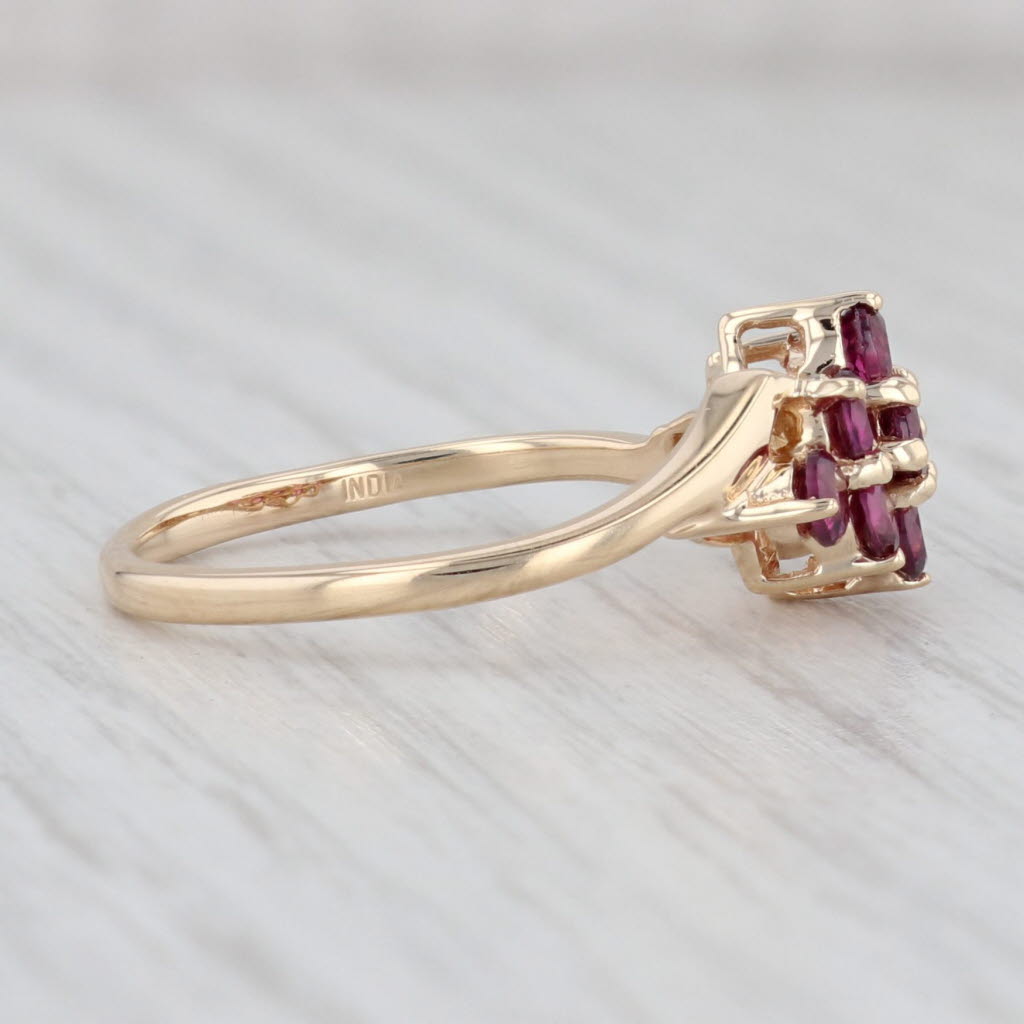 Light Gray 1ctw Garnet Cluster Bypass Ring 14k Yellow Gold Size 8 January Birthstone