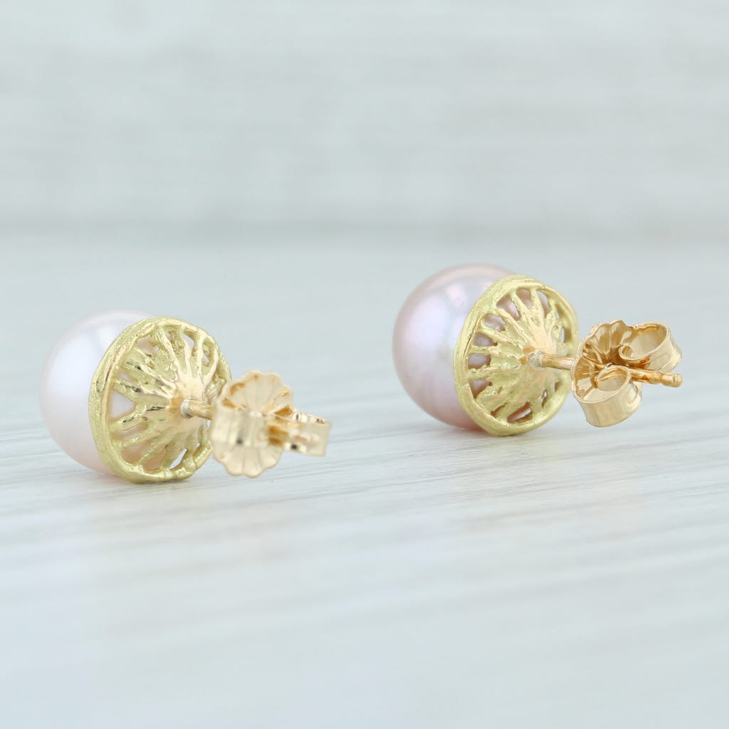 Light Gray Pink Cultured Pearl Stud Earrings 14k Yellow Gold Pierced Nordstrom