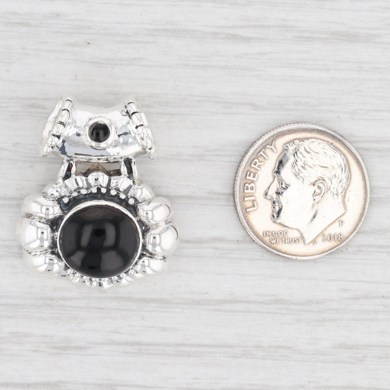 New Black Resin Pendant 925 Sterling Silver B12659