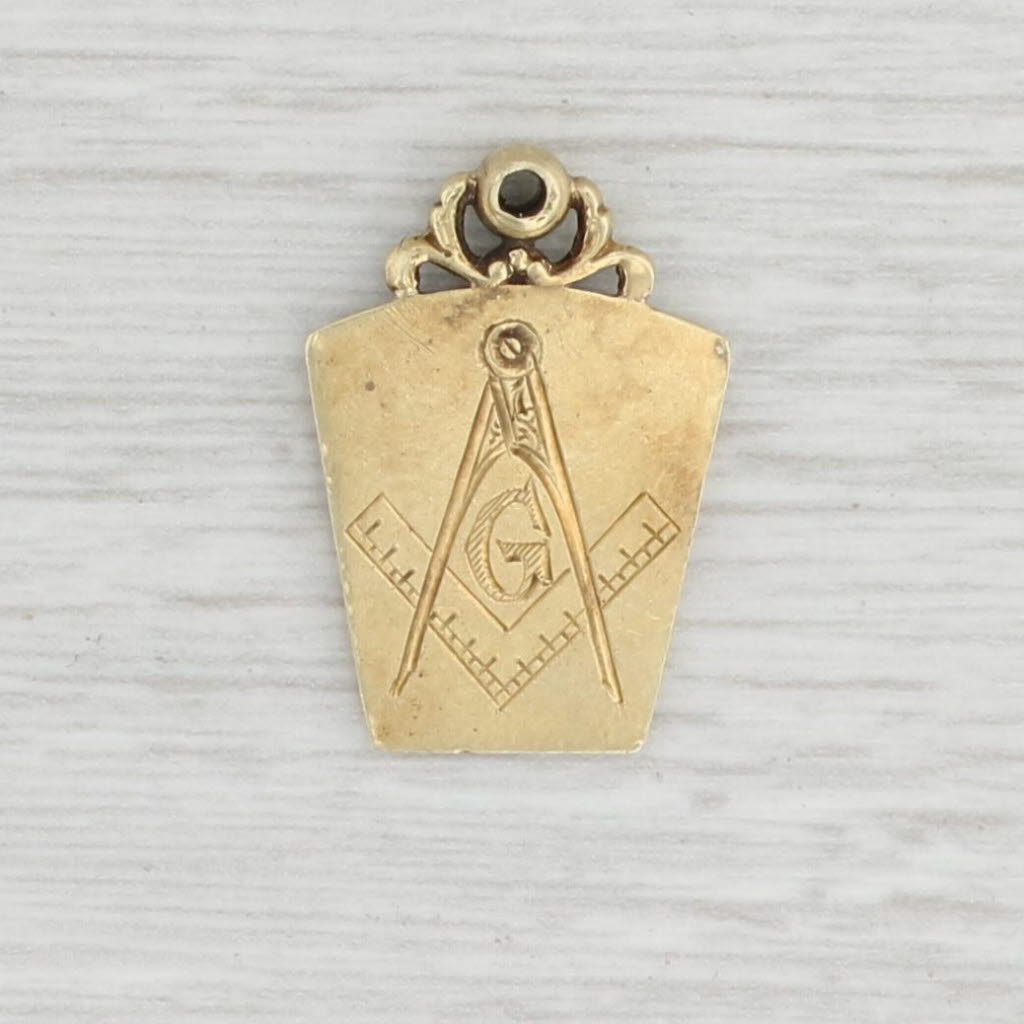 Light Gray Antique Masonic Fob Charm 14k Gold Royal Arch Blue Lodge York Rite Hand Engraved