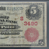 $5 High Point North Carolina C 1902 Red Seal 3490 20 First National Bank Note