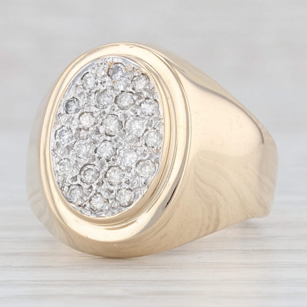 Light Gray 0.35ctw Pave Diamond Cluster Ring 14k Yellow Gold Size 10 Men's
