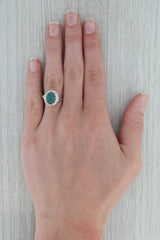 Dark Gray Opal Triplet Cabochon Diamond Halo Ring 14k White Gold Size 10