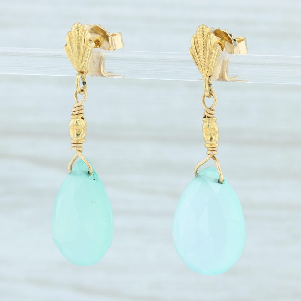 Light Gray Chalcedony Briolette Teardrop Earrings 18k Yellow Gold Dangle Nordstrom