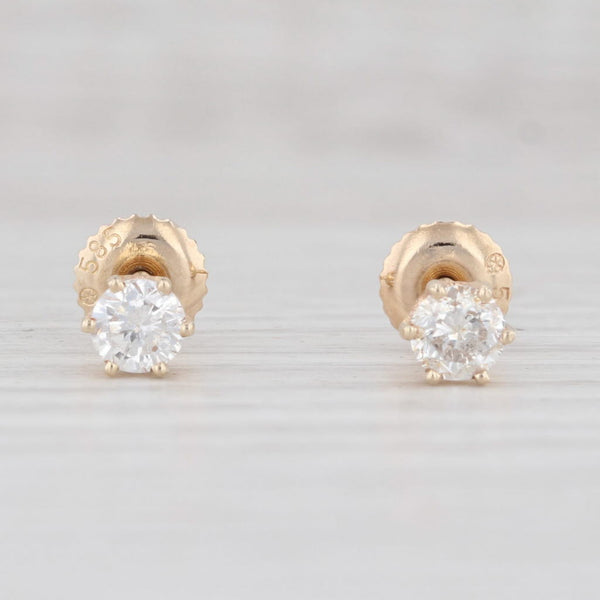 Light Gray 0.47ctw Diamond Stud Earrings 14k Yellow Gold Solitaire Round Pierced