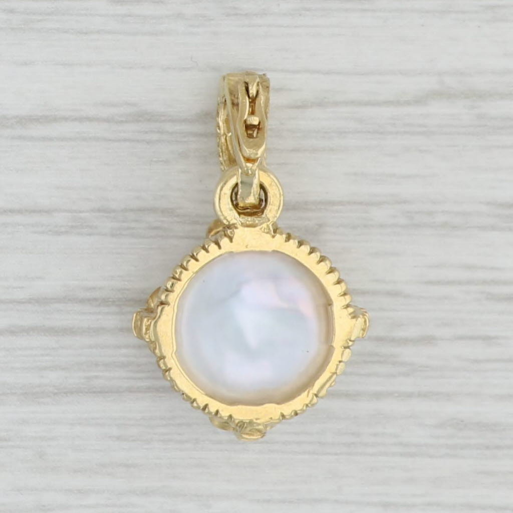 Light Gray Pearl Button Diamond Enhancer Pendant 18k Yellow Gold Judith Ripka