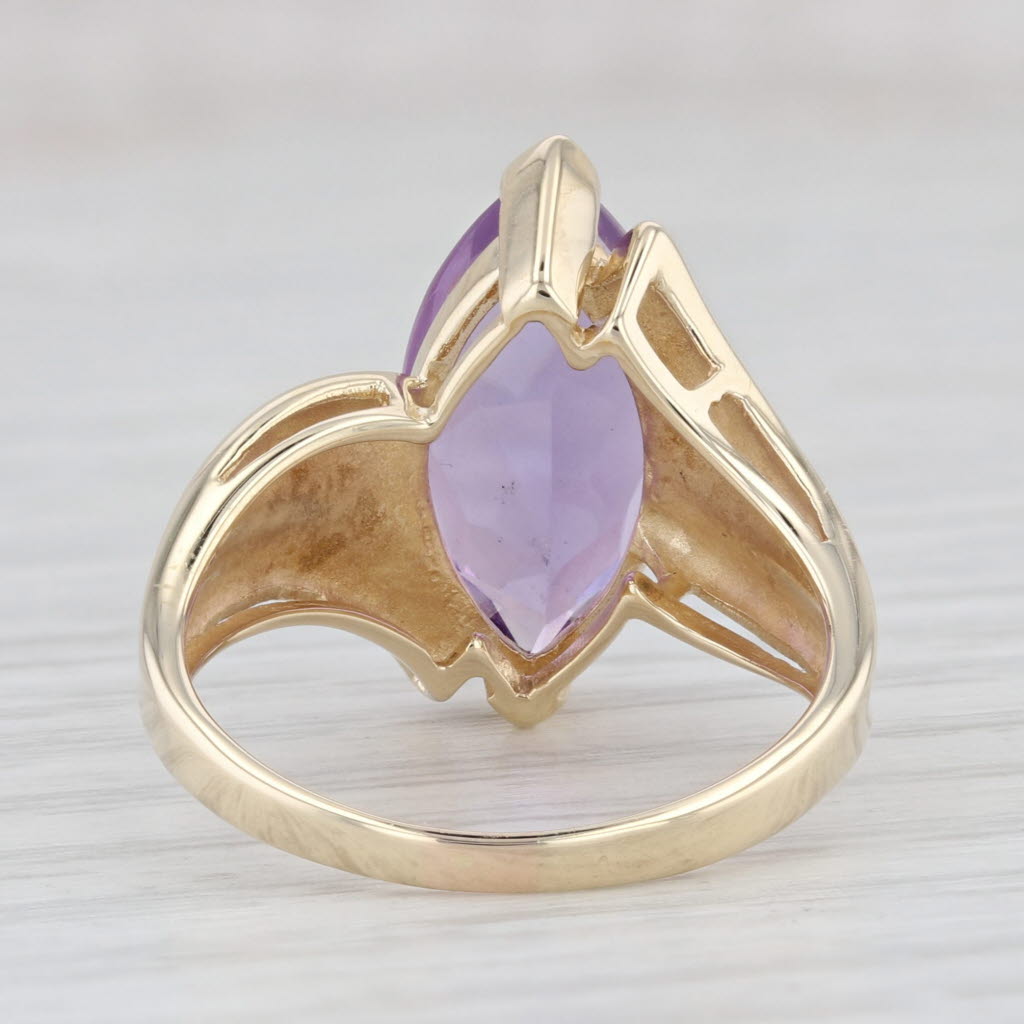 Light Gray 4.50ct Amethyst Marquise Solitaire Ring 14k Gold Size 7.5 February Birthstone