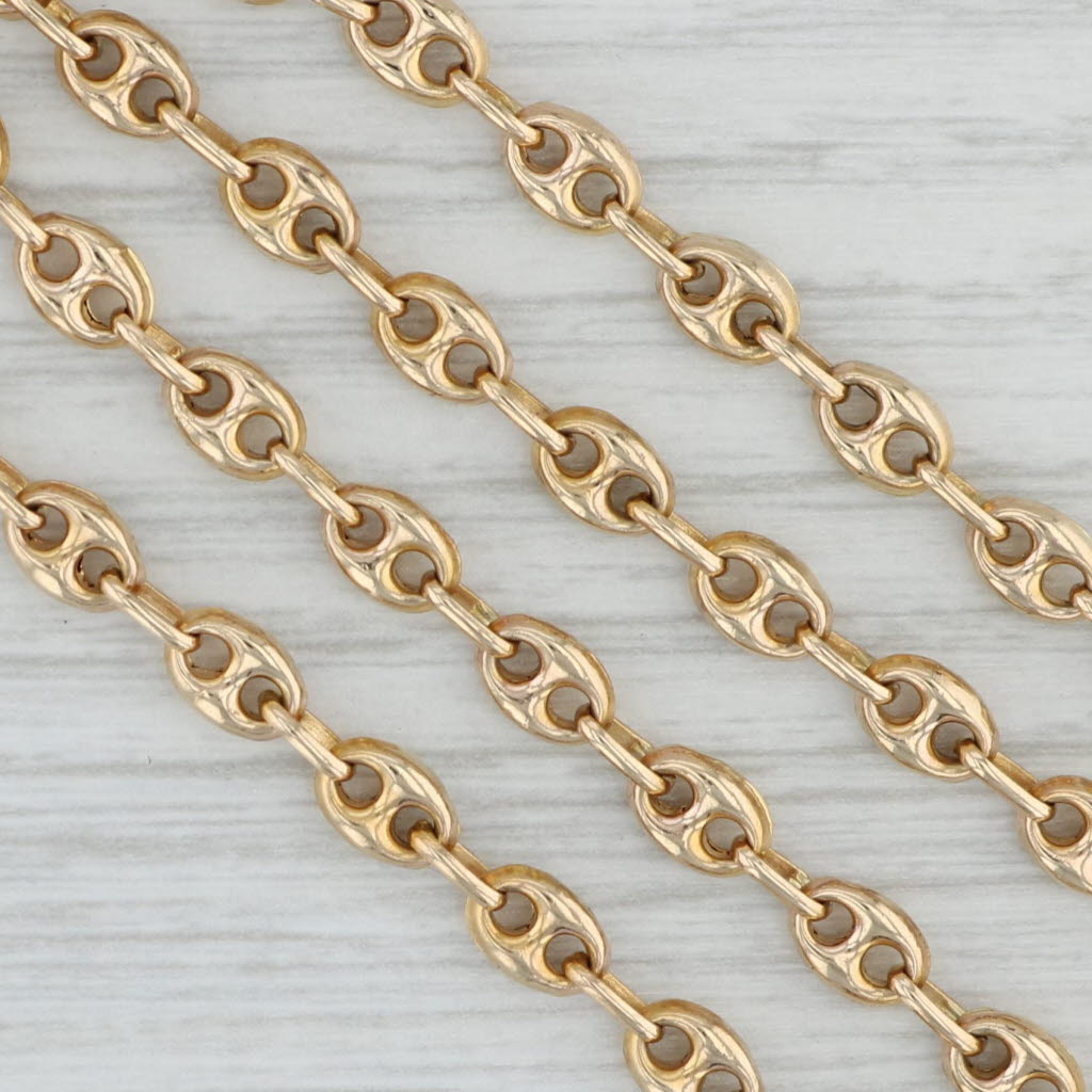 Gray Anchor Mariner Chain Necklace 14k Yellow Gold 24.5” 4.5mm Italian