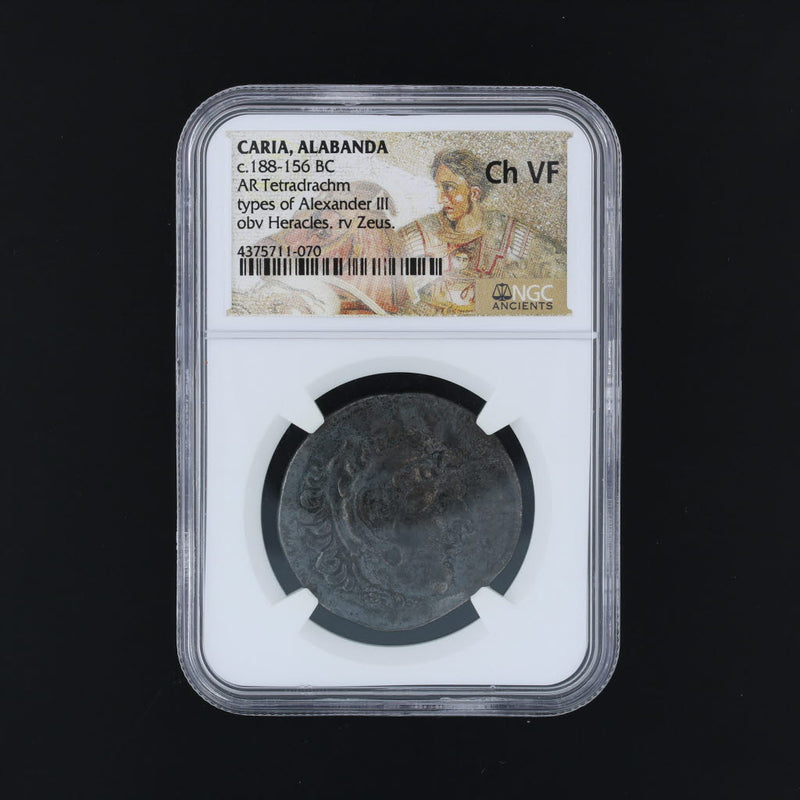 Black Roman Empire Ancient Coin Caria Alabanda 188156 BC AR Tetradrachm NGC Packaging