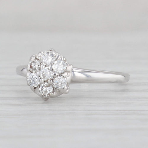 Light Gray Vintage 0.32ctw Diamond Cluster Engagement Ring 14k White Gold Size 6.25