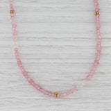 New Nina Nguyen Pink Topaz Bead Necklace Sterling Gold Vermeil Adjustable 36"