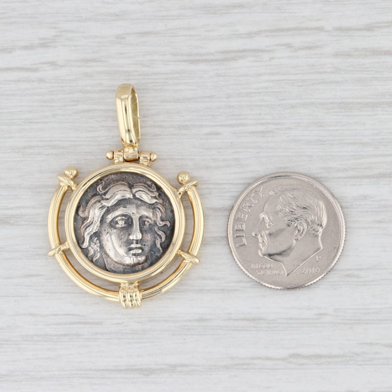 Figural Ancient Coin Replica Pendant 14k Gold Silver Medallion