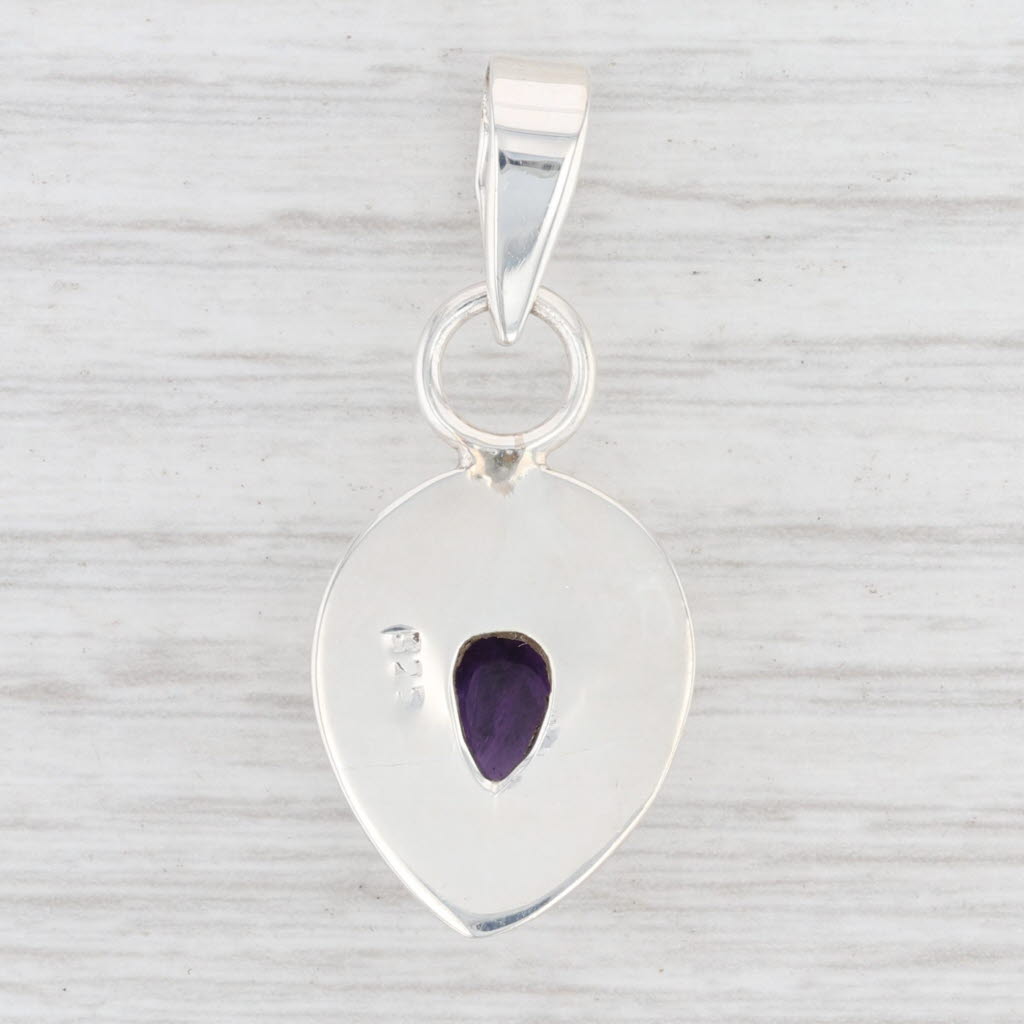 Light Gray New Amethyst Teardrop Pendant Sterling Silver 925 Pear Solitaire