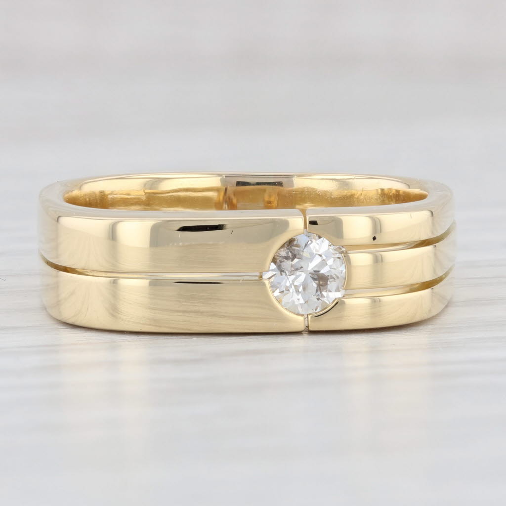 Light Gray 0.40ct Old Euro Cut Diamond Solitaire Band 18k Yellow Gold Size 10.5 Wedding Ring