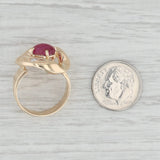 Scarab Ruby Cabochon Diamond Ring 14k Yellow Gold Size 7.25 Cocktail
