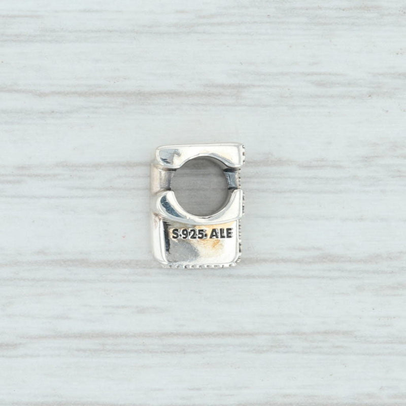 Light Gray New Authentic Pandora Letter F Charm 797460 Sterling Silver Pave "F" Bead