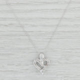 0.16ctw Diamond Heart Pendant Necklace 14k White Gold 15.5" Rope Chain