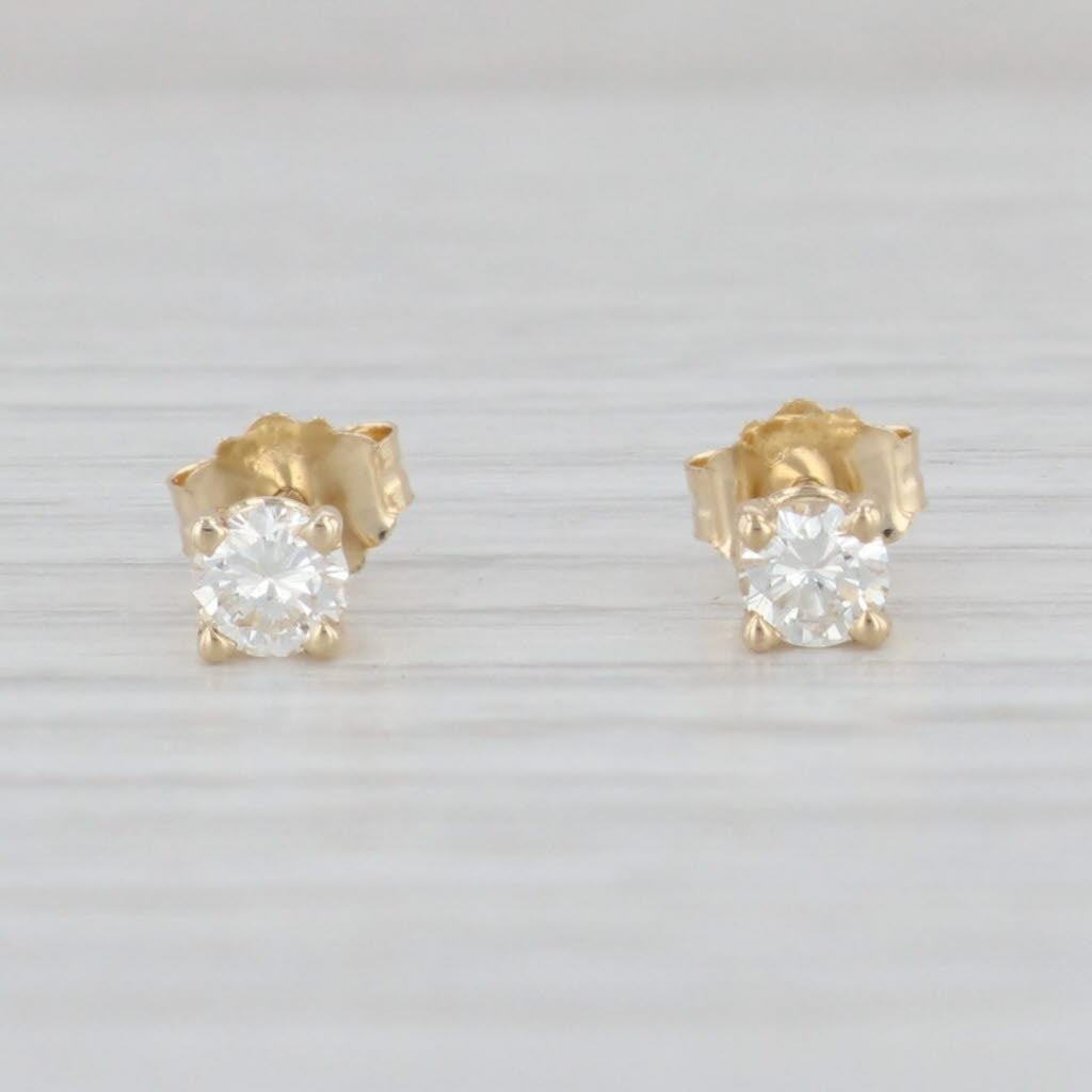 Light Gray New 0.30ctw Diamond Solitaire Stud Earrings 14k Yellow Gold April Birthstone