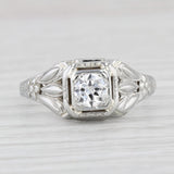 Art Deco 0.33ct Diamond Solitaire Engagement Ring 18k White Gold Size 7.25