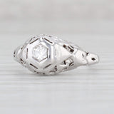 Art Deco Floral VS2 Diamond Solitaire Ring 18k White Gold Engagement Promise