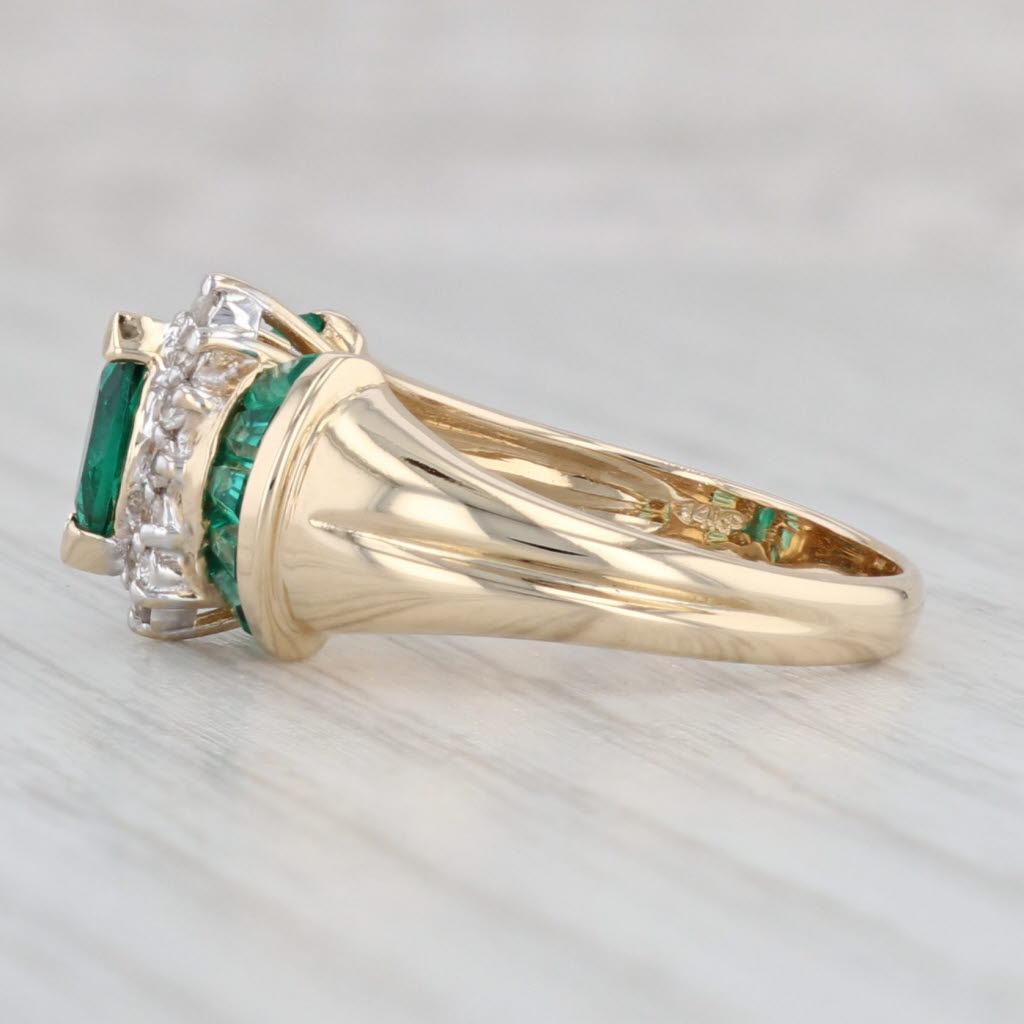 Light Gray 0.92ctw Marquise Lab Created Emerald Diamond Ring 14k Yellow Gold Size 7.25