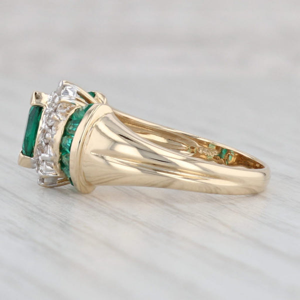 Light Gray 0.92ctw Marquise Lab Created Emerald Diamond Ring 14k Yellow Gold Size 7.25