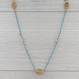Gray New Nina Nguyen Sea Foam Turquoise Quartz Bead Necklace Sterling Gold Vermeil