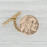 Buffalo Nickel Indian Head Inspired Design 10k Gold Tie Tac Pin Collector Gift