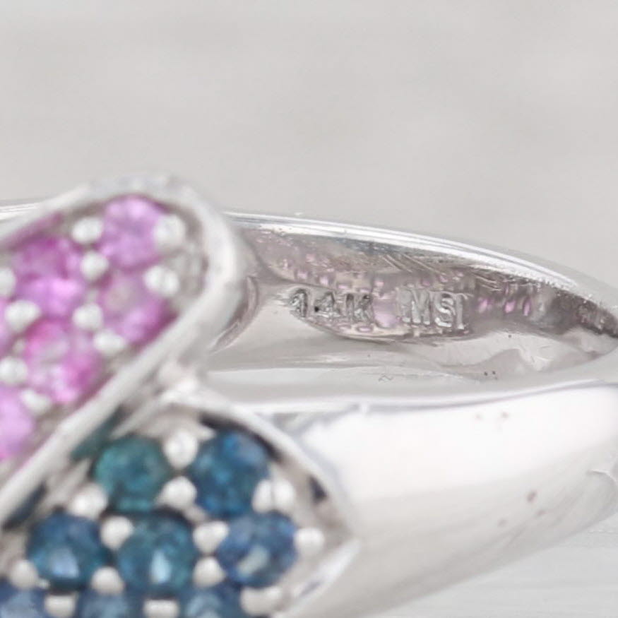 Light Gray 2.33ctw Blue Pink Sapphire Diamond Panther Ring 14k White Gold Size 7.25 Wildcat