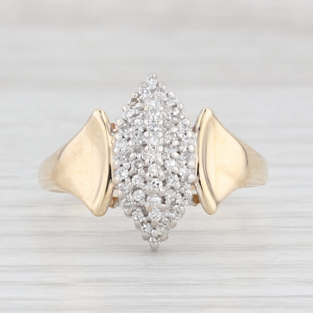 Light Gray 0.24ctw Diamond Cluster Ring 10k Yellow Gold Size 10.25