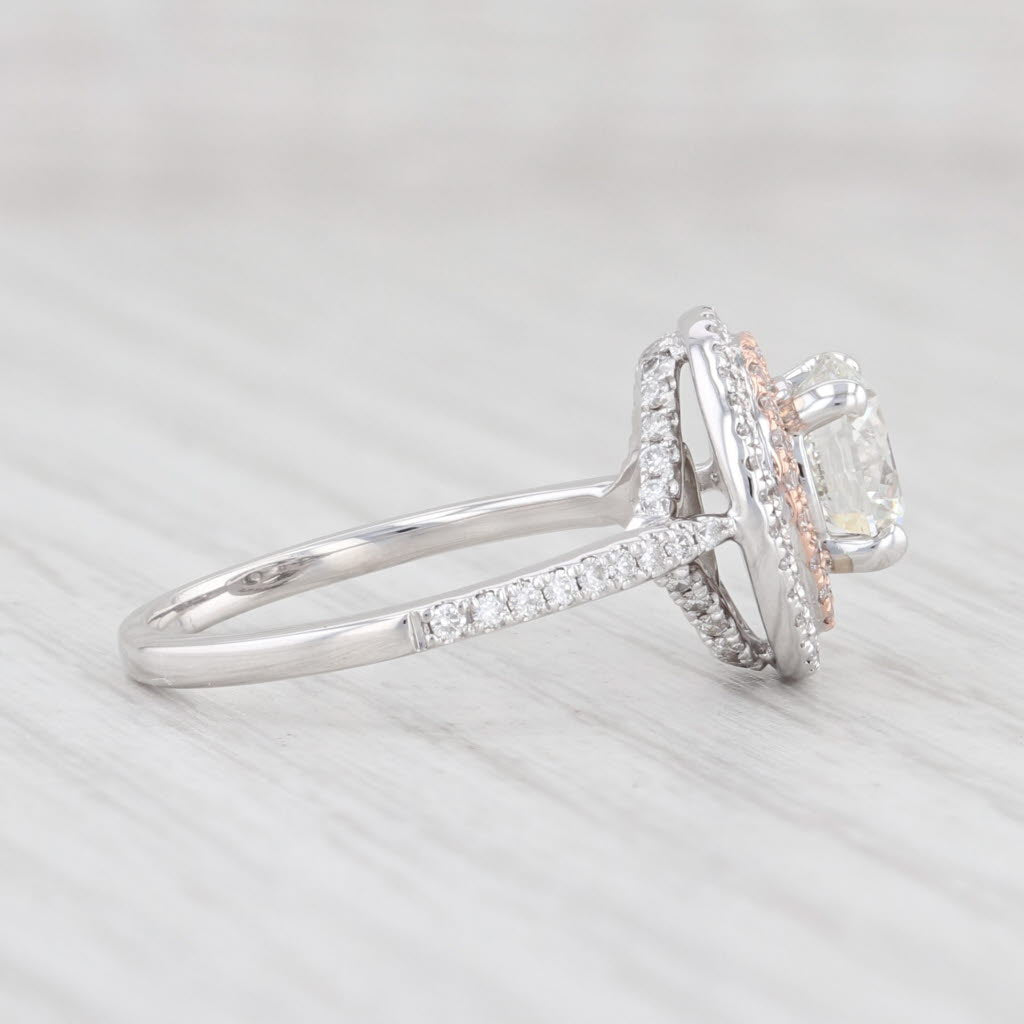 Light Gray 1.70ctw Diamond Halo Engagement Ring 14k White Gold GIA Round VS1 XXX Size 6.5