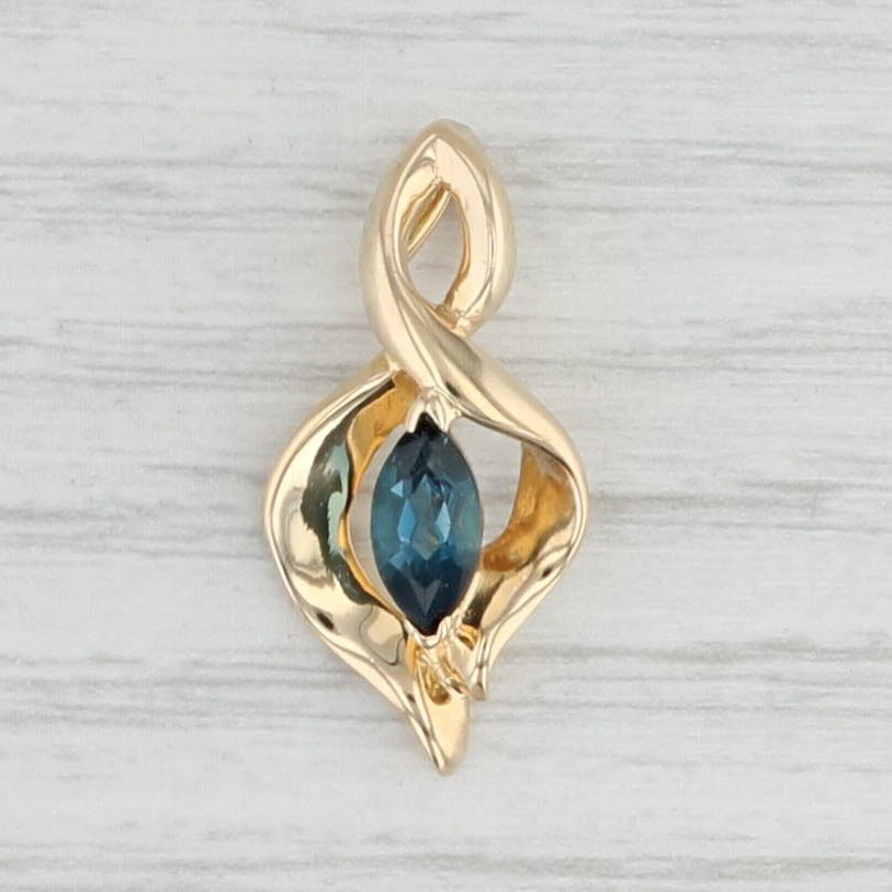 Light Gray 0.65ct London Blue Topaz Figure-8 Pendant 14k Yellow Gold