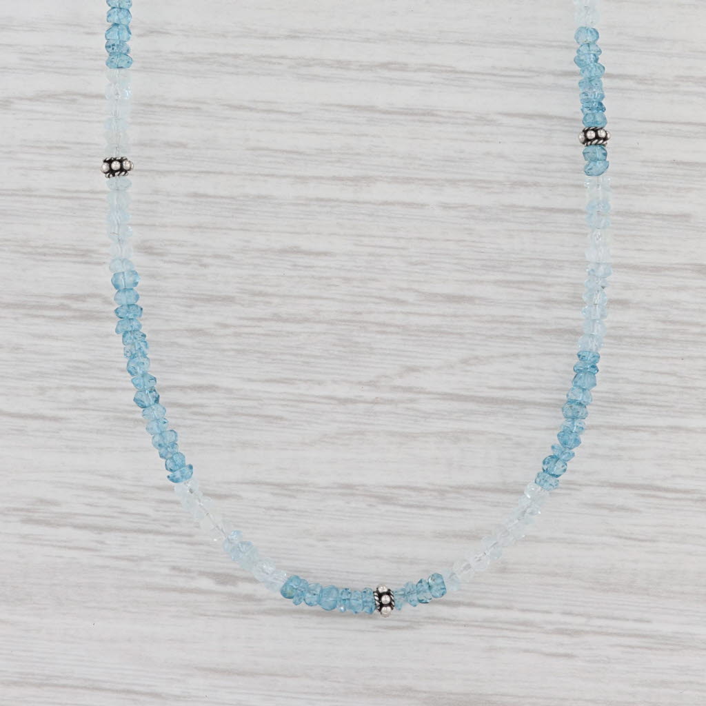 Light Gray New Nina Nguyen Blue Topaz Bead Necklace Sterling Silver 32-36" Adjustable Layer