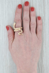 Gray Synthetic Spinel Snake Ring 14k Yellow Gold Size 6 Serpent Statement