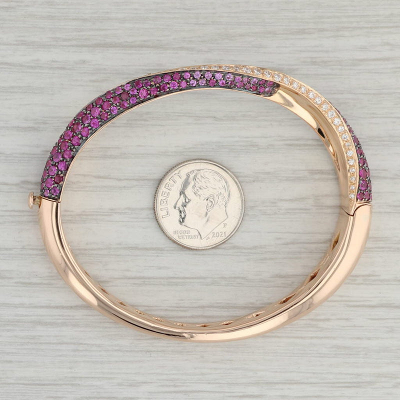 Gray 5.50ctw Pink Sapphire Diamond Bangle Bracelet 18k Rose Gold 6.25” Zydo Zybert