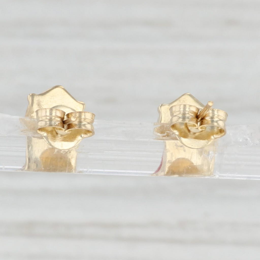 Light Gray Ladybug Stud Earrings 14k Yellow Gold Enamel Insect Bug Jewelry Pierced Studs