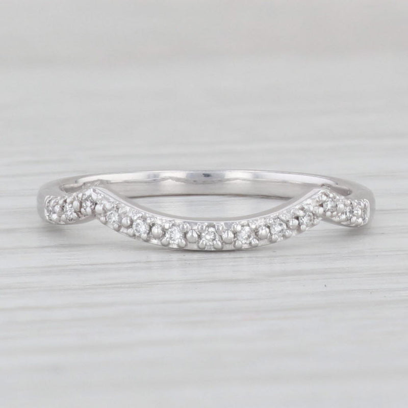 Diamond Accented Contoured Ring Guard 10k White Gold Size 7 Stackable