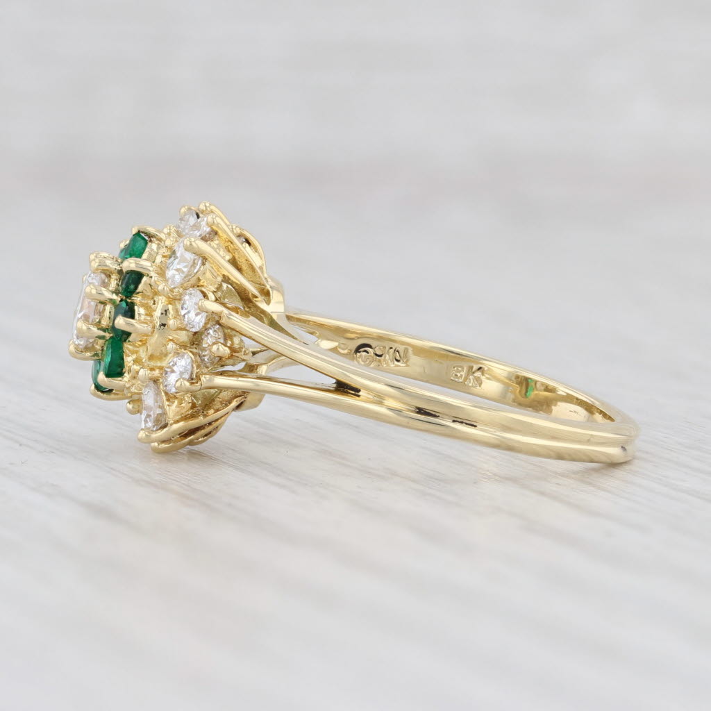 Light Gray Kurt Wayne 1.7ctw Diamond Emeralds 18k Yellow Gold Size 7 Cocktail Engagement