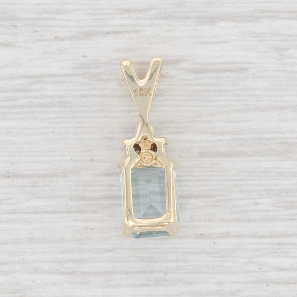 Light Gray 1.44ctw Aquamarine Diamond Pendant 10k Yellow Gold March Birthstone