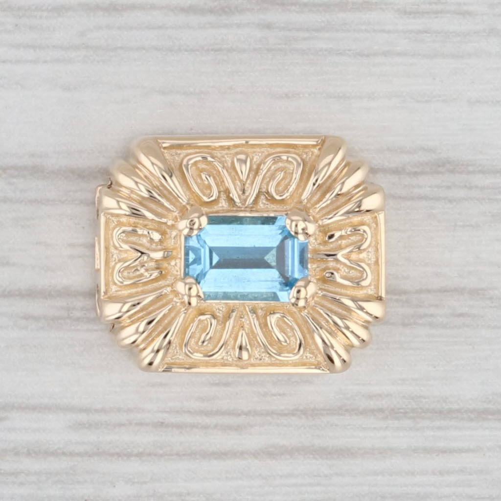 Light Gray 0.58ctw Blue Topaz Slide Charm 14k Yellow Gold Vintage Goldman Kolber