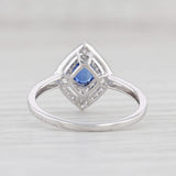 Light Gray New 0.65ctw Blue Sapphire Diamond Halo Ring 14k White Gold Size 6.75 Engagement