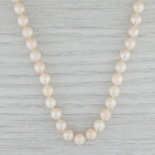 Gray Cultured Pearl Strand Necklace 14k Gold 23.5" 6.5-6.7mm