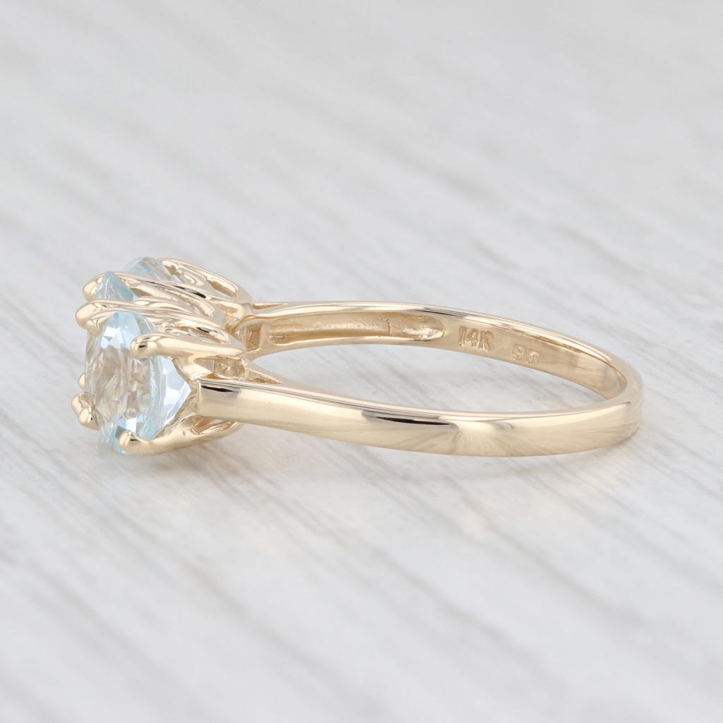 Light Gray 2.50ctw Aquamarine 3-Stone Ring 14k Yellow Gold March Birthstone Size 7