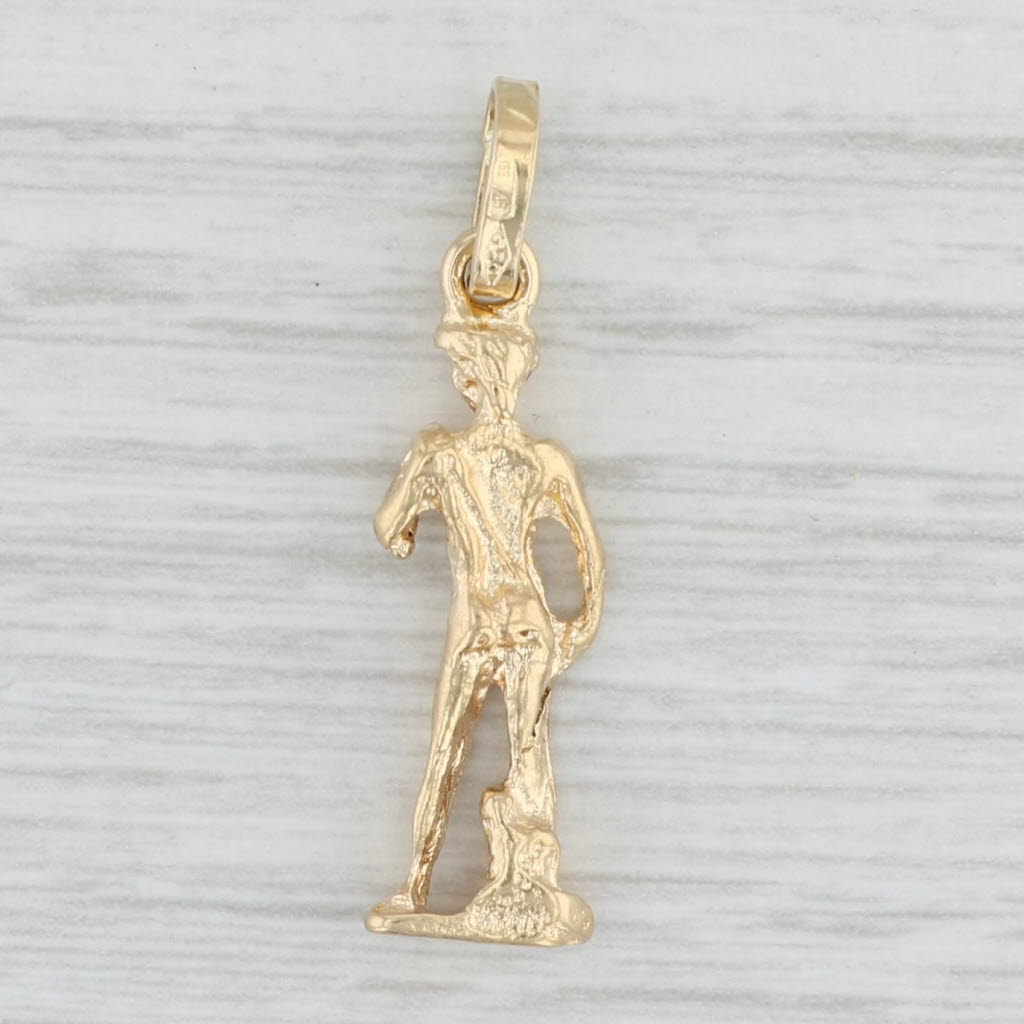 Light Gray Michael Angelo's David Statue Pendant 18k Gold Florence Italy Souvenir Charm